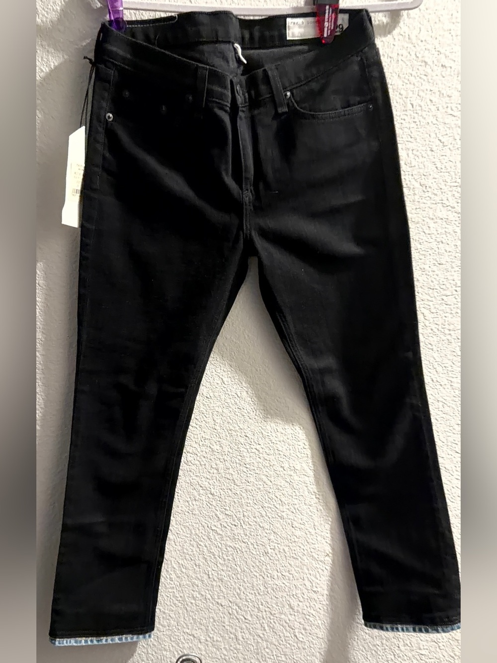 rag & bone Black Crop Jeans with detail at bottom!